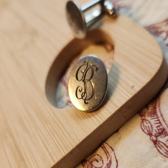 Cufflinks Monogrammed  "B" Sterling Silver Vintage - Picture 3 of 8